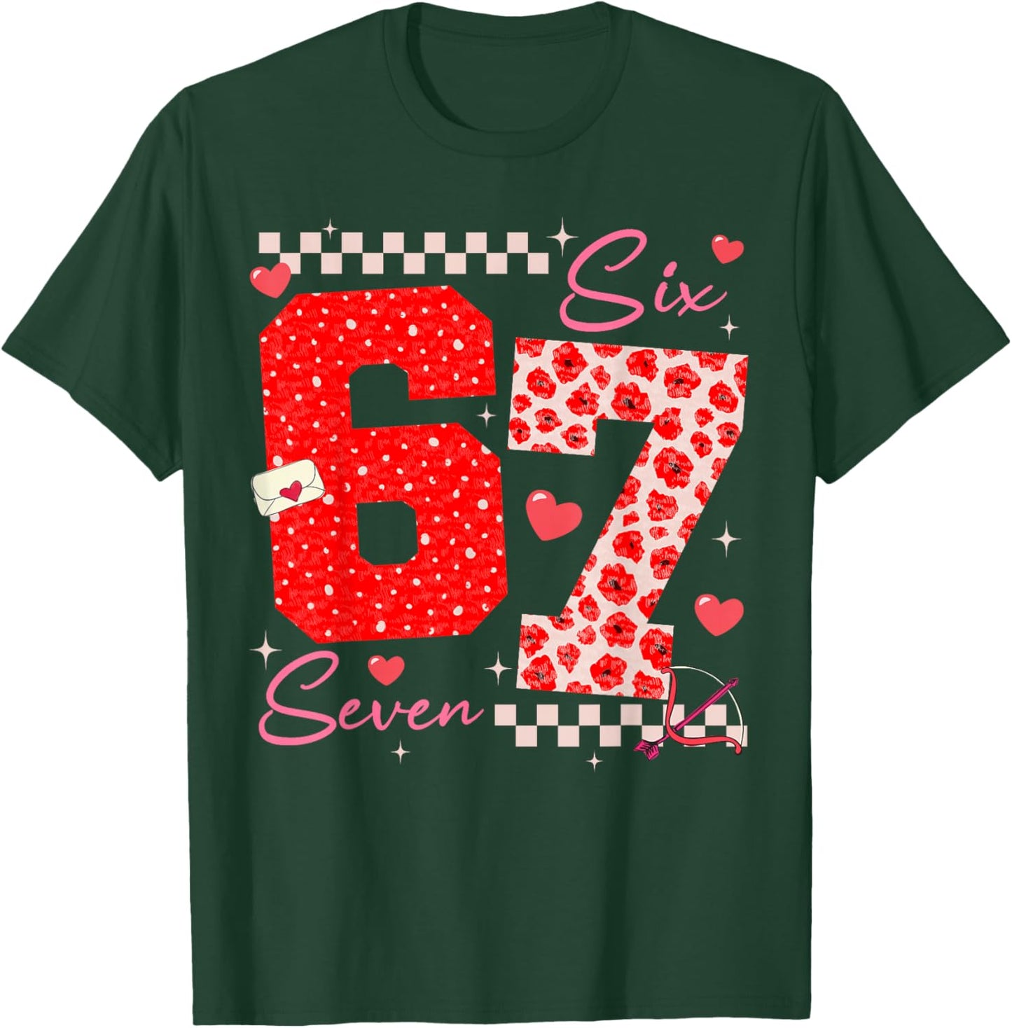 Valentine Funny Six Seven 6 7 Meme Slang Men Women Boy Girl T-Shirt - T-Shirt | Forest