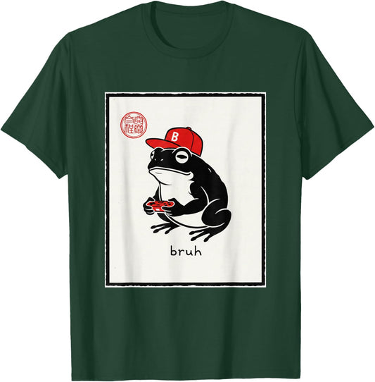 Japanese Gamer Frog Art Men Women Boys Funny Vintage Gaming T-Shirt - T-Shirt | Forest