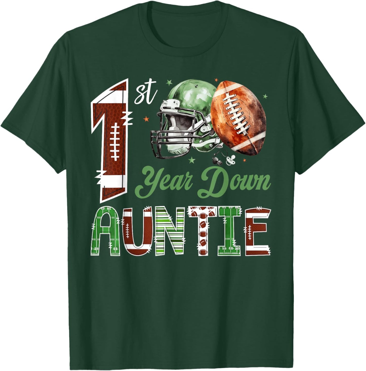 Auntie of The 1 Year Old Football 1st Birthday Boy Party T-Shirt - T-Shirt | Forest