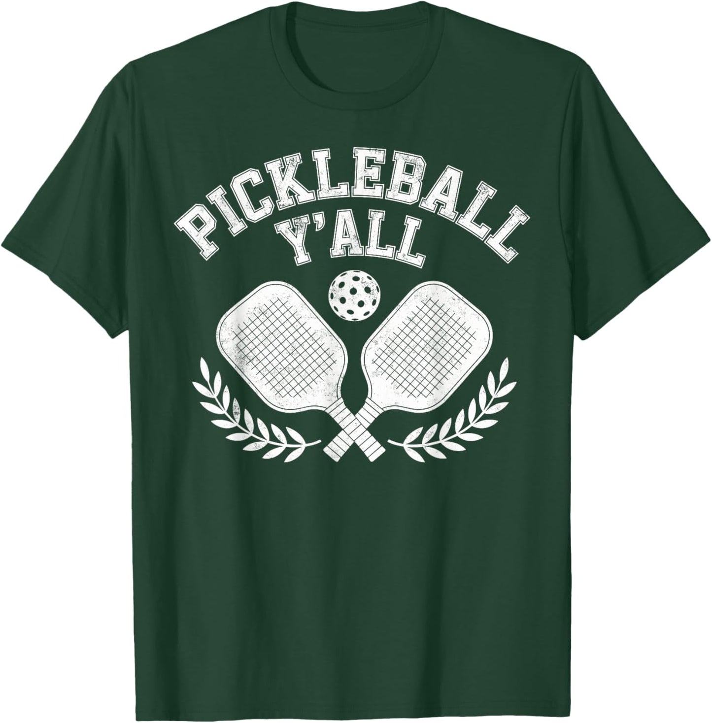Vintage Pickleball Y'all Player Pickleball Joke Squad Court T-Shirt - T-Shirt | Forest