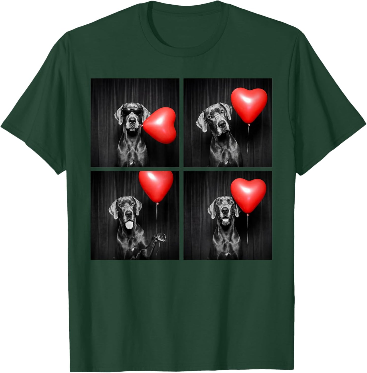 Funny Great Dane Photobooth Dog Lover Design Valentines T-Shirt - T-Shirt | Forest