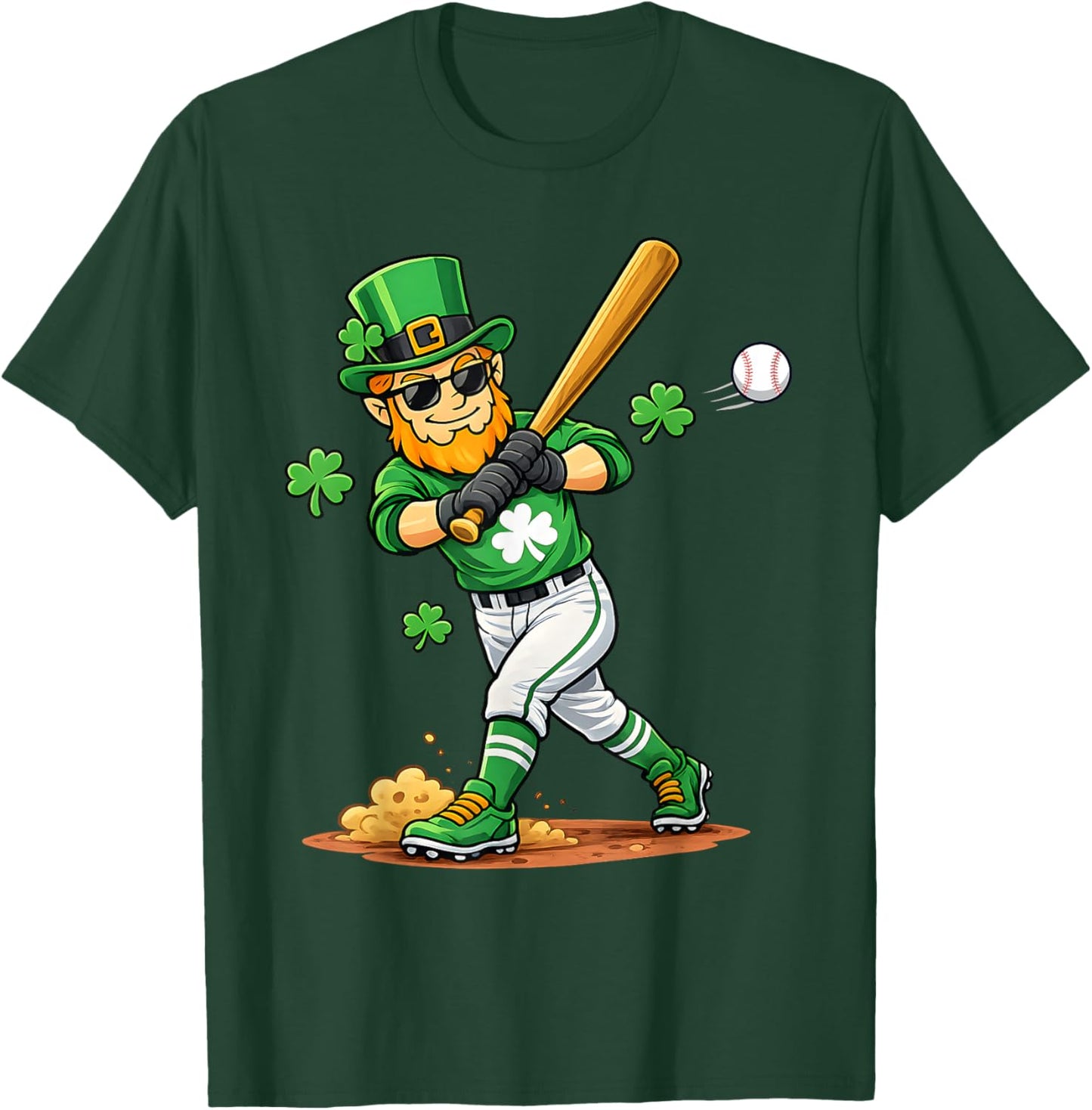 Leprechaun Playing Baseball St Patricks Day Sports Kids Boys T-Shirt - T-Shirt | Forest