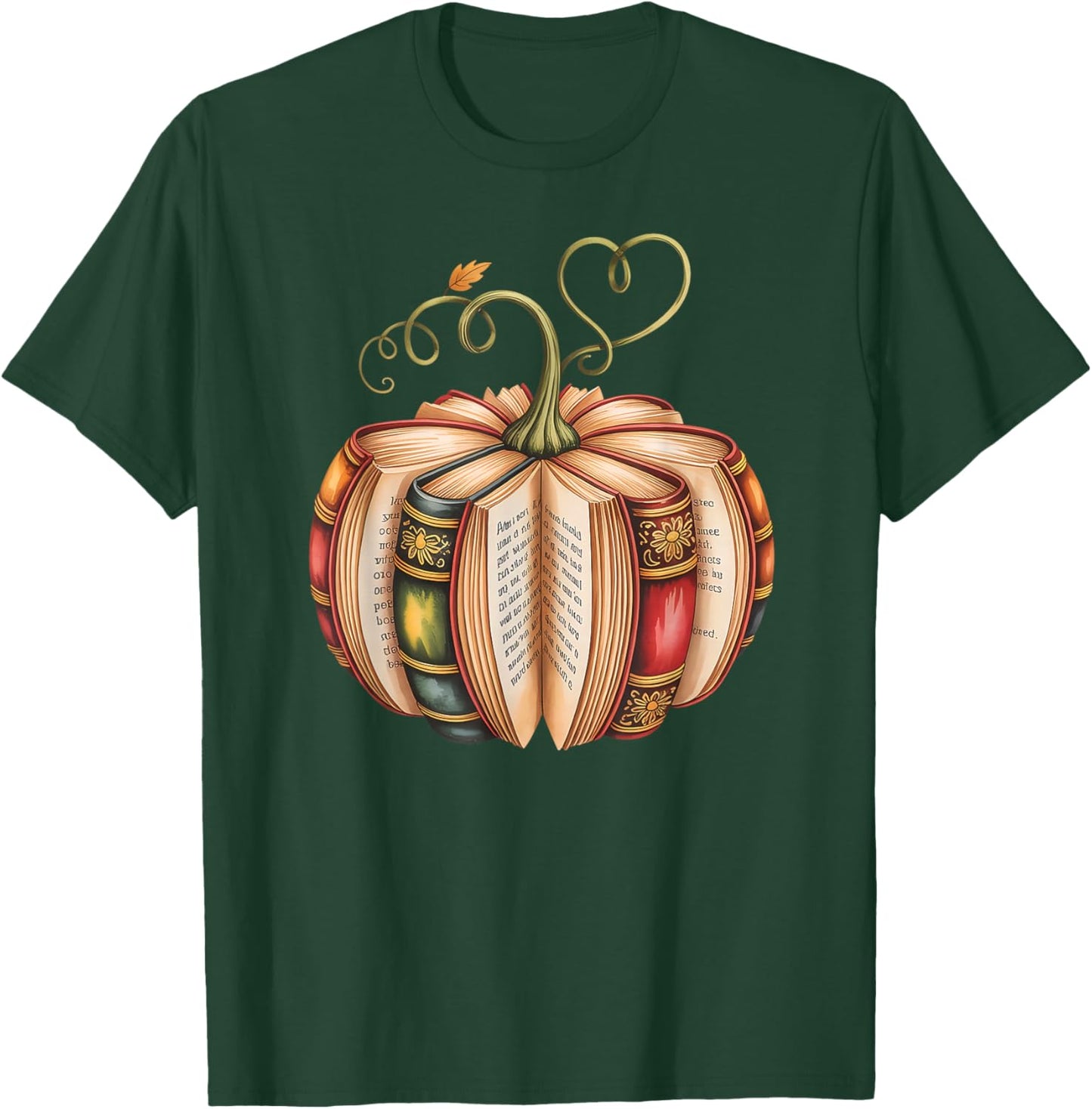 Fall Book Pumpkin Fall Librarians Bookworm Teachers Students T-Shirt - T-Shirt | Forest