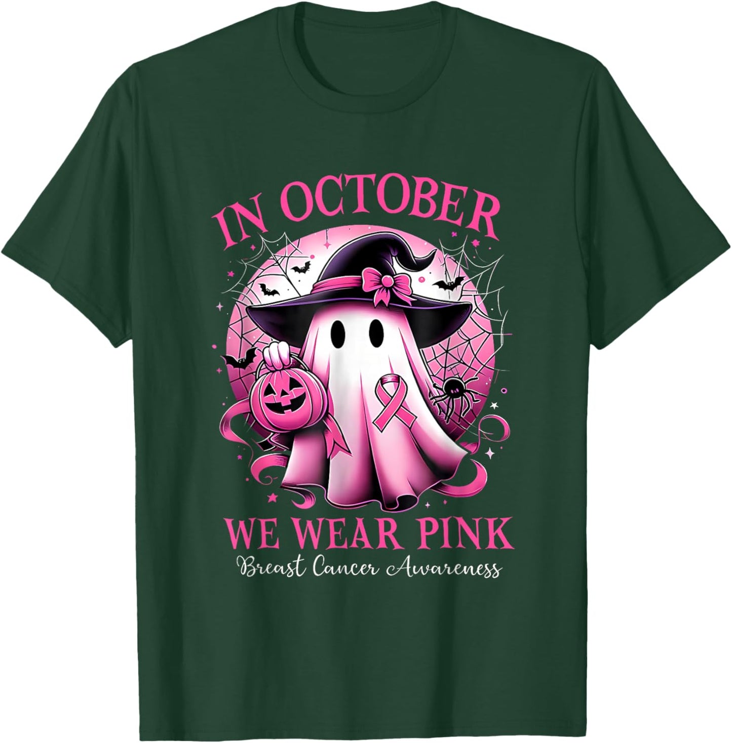Breast Cancer Halloween Women in October We Wear Pink T-Shirt - T-Shirt | Forest