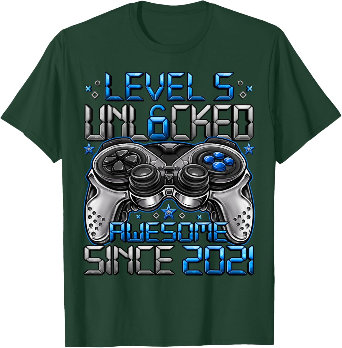 Level 5 Unlocked 5 Year Old Gifts Boys 5th Birthday Boy T-Shirt - T-Shirt | Forest