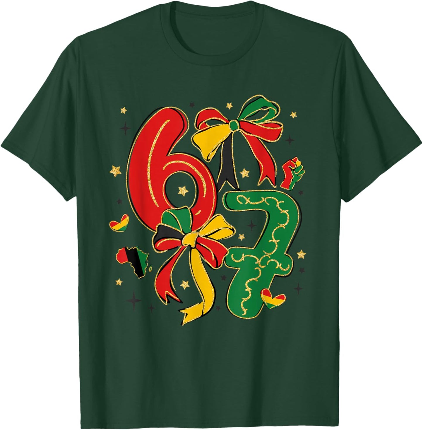 67 Black History Six Seven Coquette Bow Women Girls Kids T-Shirt - T-Shirt | Forest
