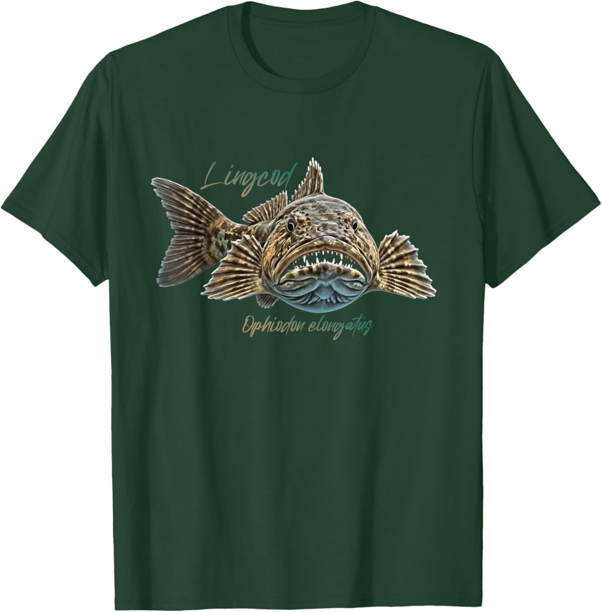 Lingcod Ophiodon elongatus Fish Species Fisherman Fishing T-Shirt - T-Shirt | Forest
