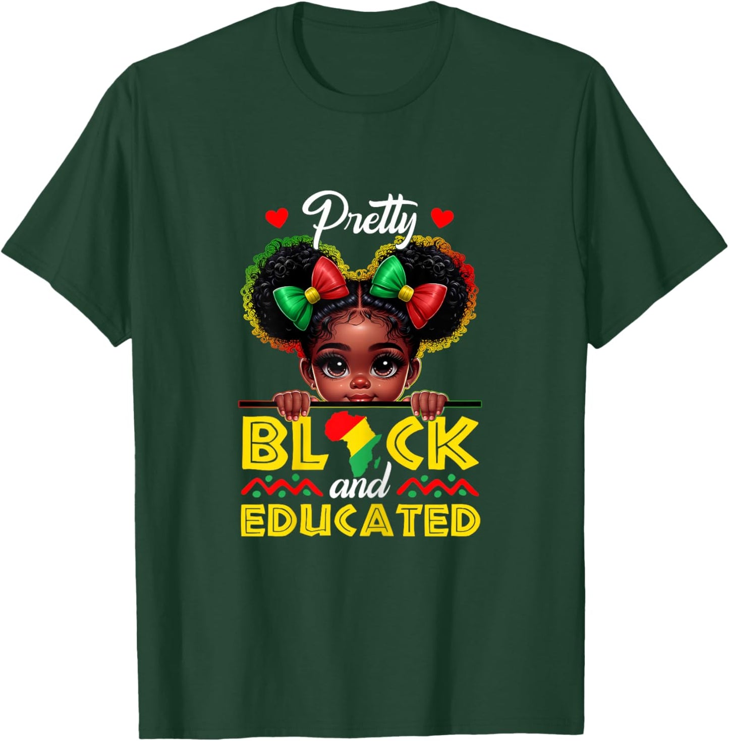 Black History Pretty Black Educated Afro Girl Kids Toddler T-Shirt - T-Shirt | Forest