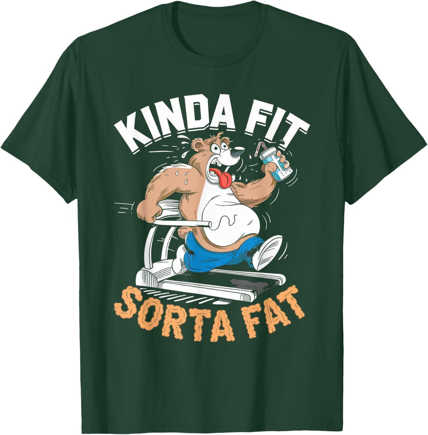Kinda Fit Sorta Fat Funny Gym Body Cute Bear Retro T-Shirt - T-Shirt | Forest
