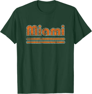 Miami Weathered Retro Distressed Vintage South Florida T-Shirt - T-Shirt | Forest