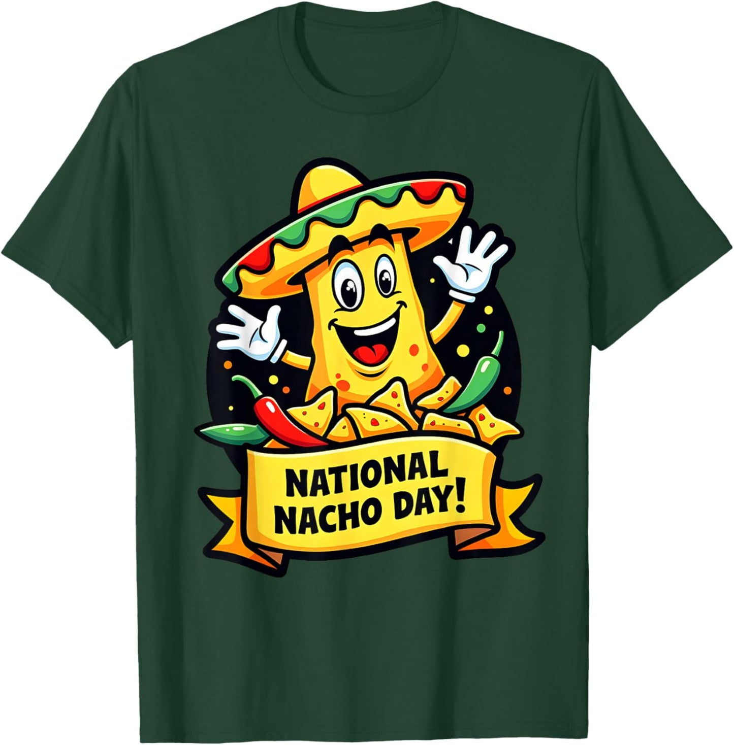 Funny Nacho Day Food Lover Design for Adults Men Women Kids T-Shirt - T-Shirt | Forest