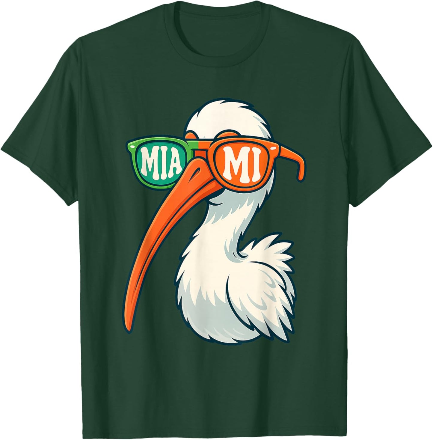 White Ibis with Sunglasses American Vintage Style T-Shirt - T-Shirt | Forest