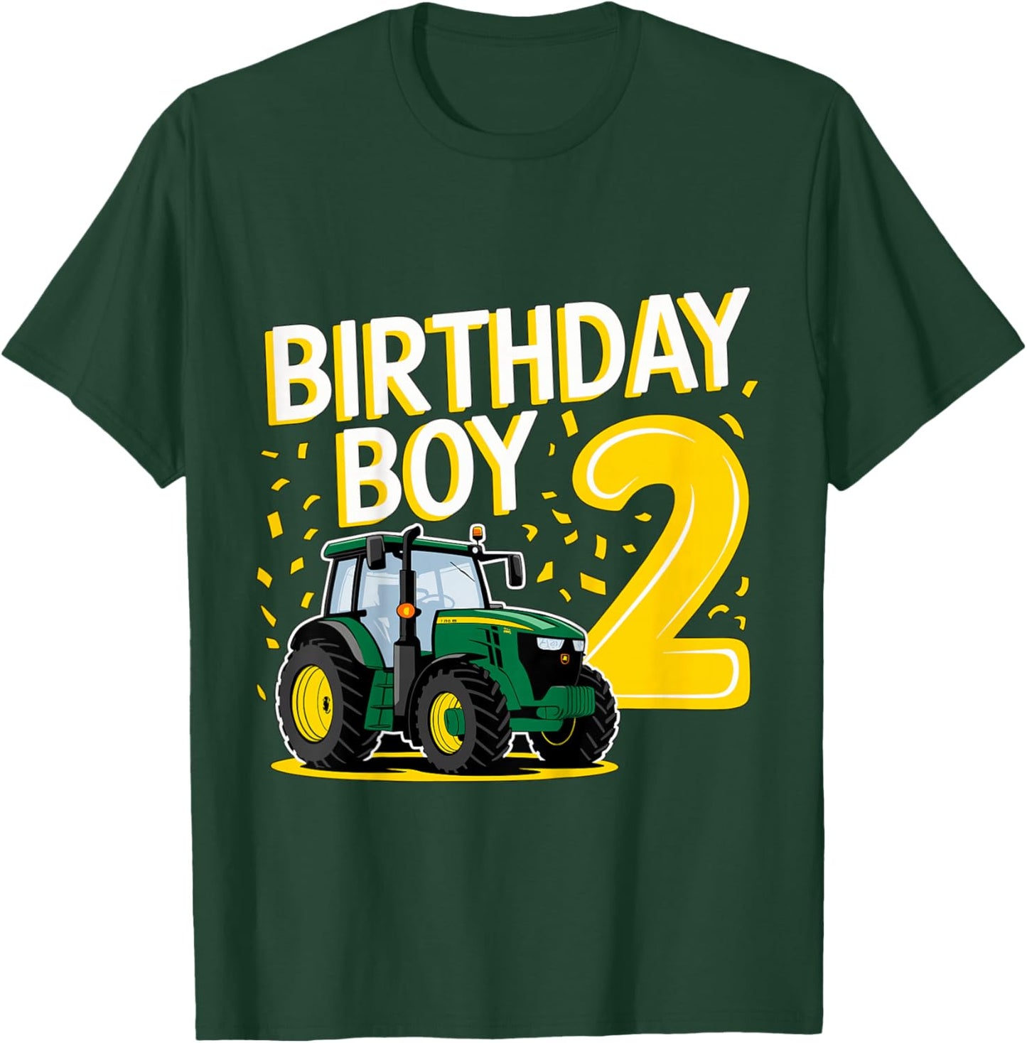 Kids 2nd Birthday Boy 2 Years Old Farmer Tractor T-Shirt - T-Shirt | Forest