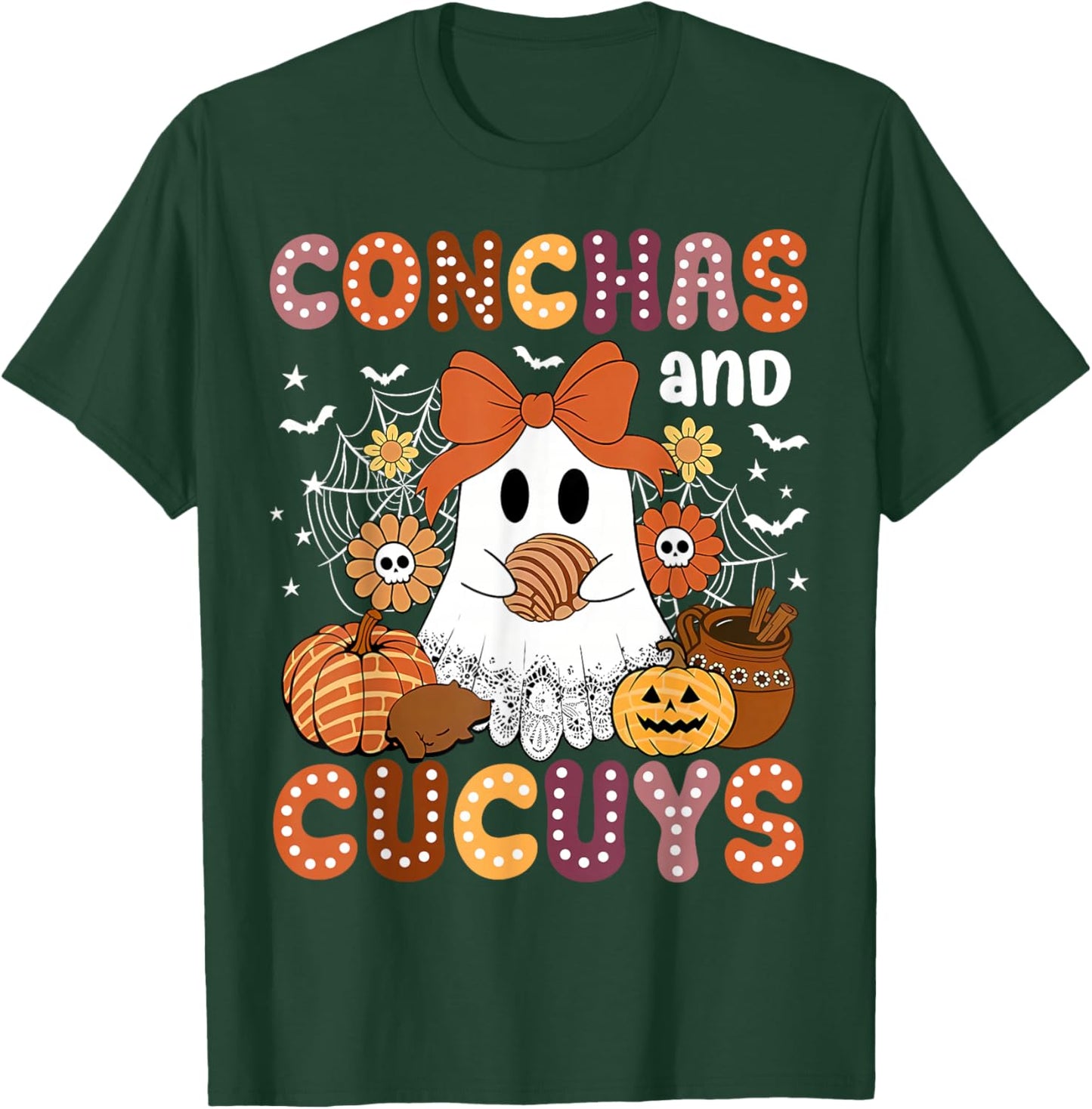 Cute Conchas and Cucuys Ghost Funny Mexican Halloween Ghost T-Shirt - T-Shirt | Forest