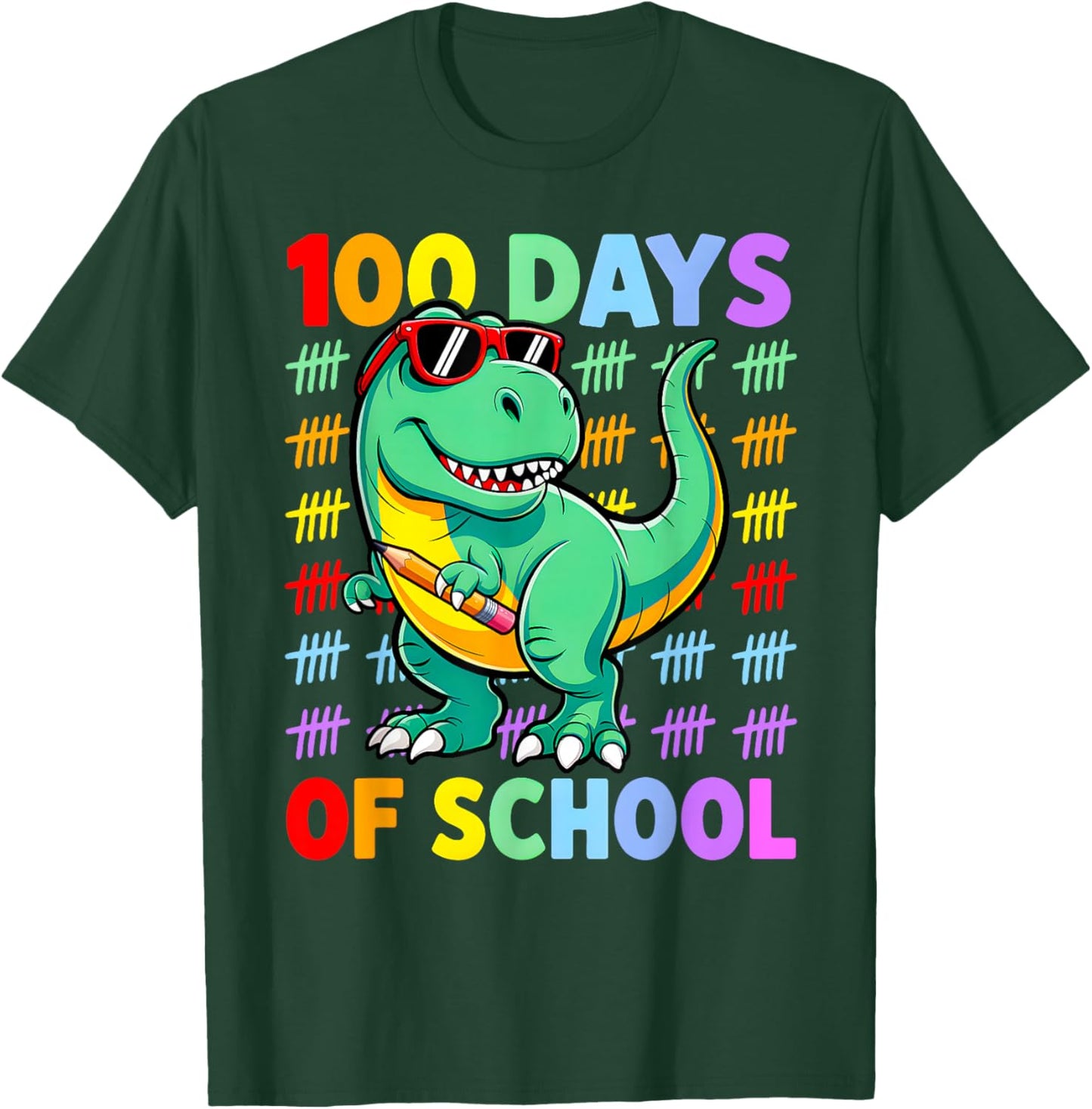 Dinosaur 100 Days of School Boys 100th Day of School Kids T-Shirt - T-Shirt | Forest