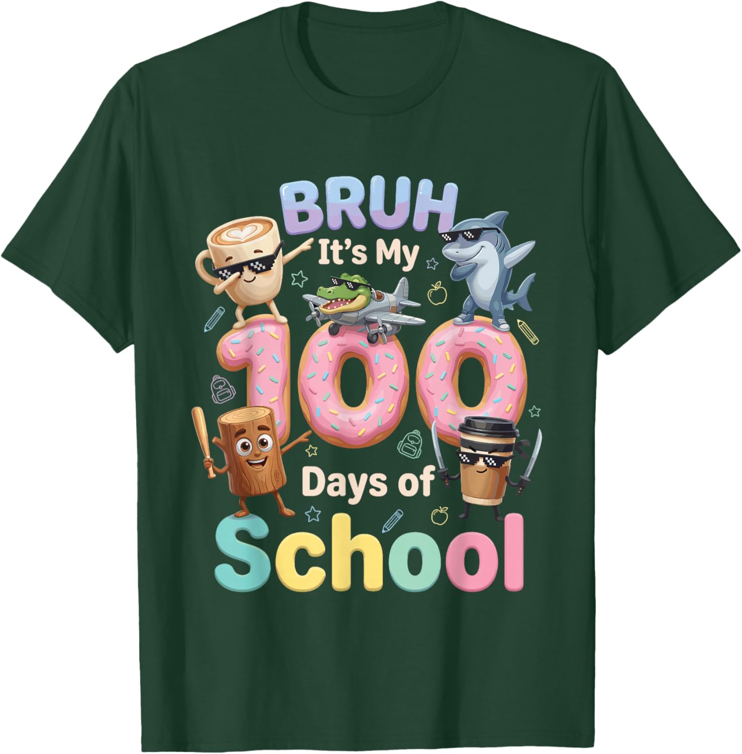 Bruh It is My 100 Days of School Italian Brainrot Meme Lover T-Shirt - T-Shirt | Forest