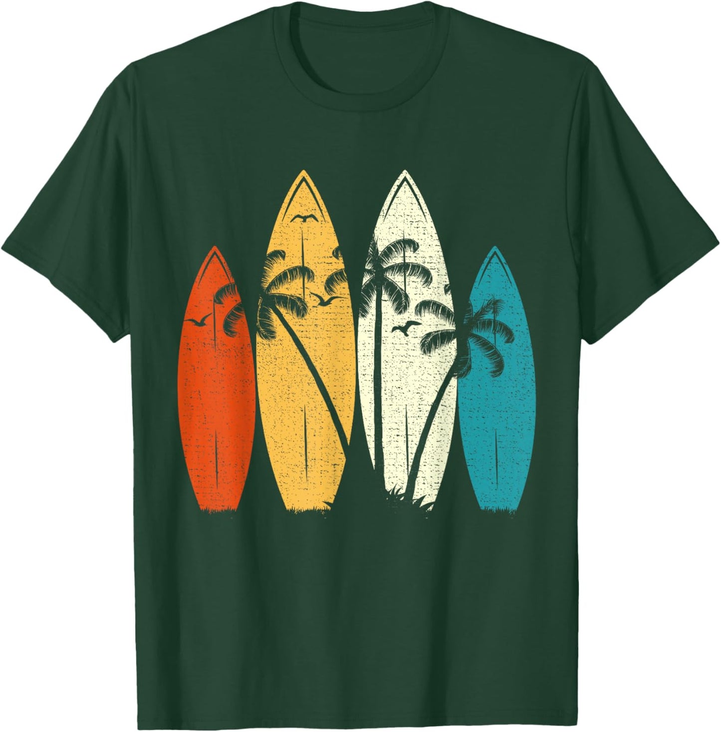 Vintage Surfboard Beach Surf Surfer Wave Surfing Graphic T-Shirt - T-Shirt | Forest