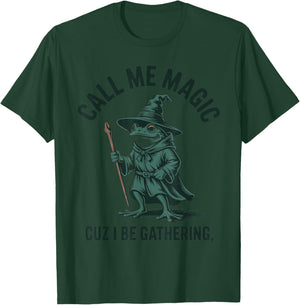 Call Me Magic Cuz I Be Gathering, Funny Wizard Frog Meme T-Shirt - T-Shirt | Forest