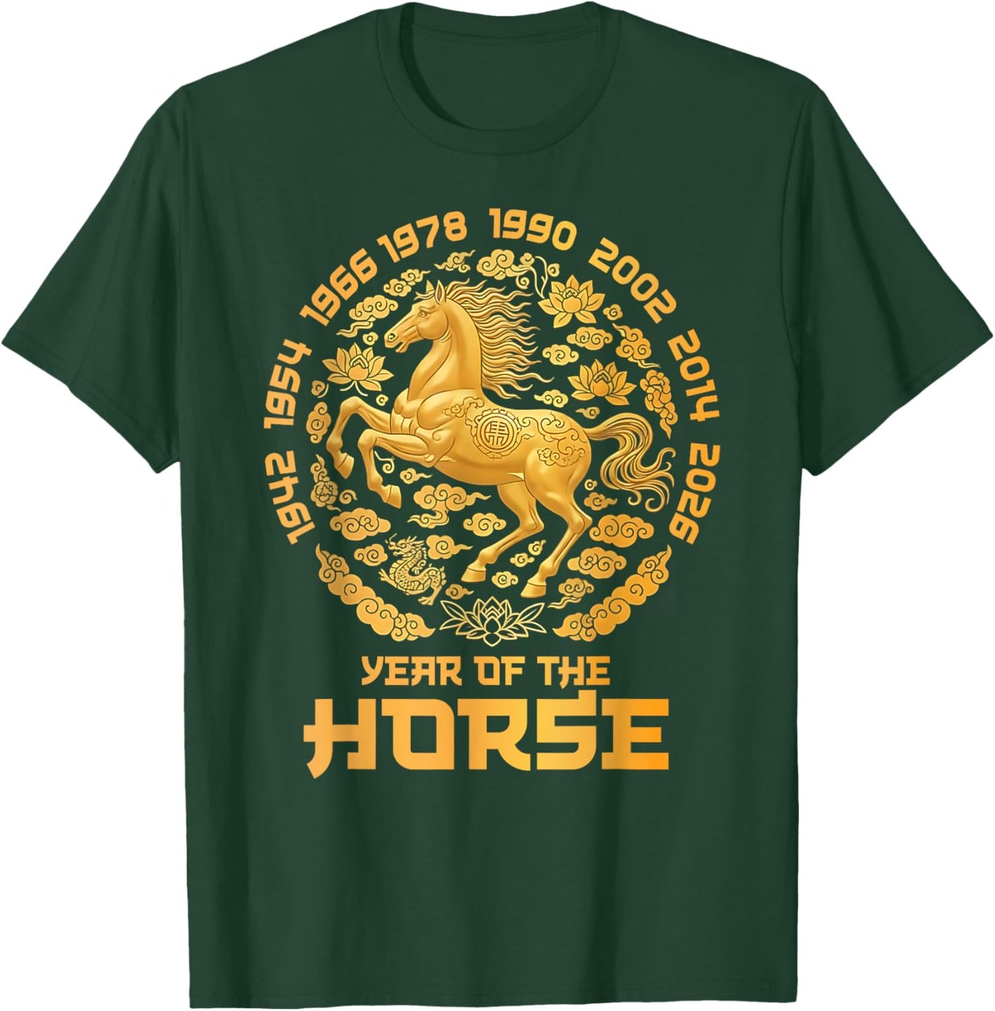 Chinese New Year 2026 Year of The Horse Lunar Golden Horse T-Shirt - T-Shirt | Forest