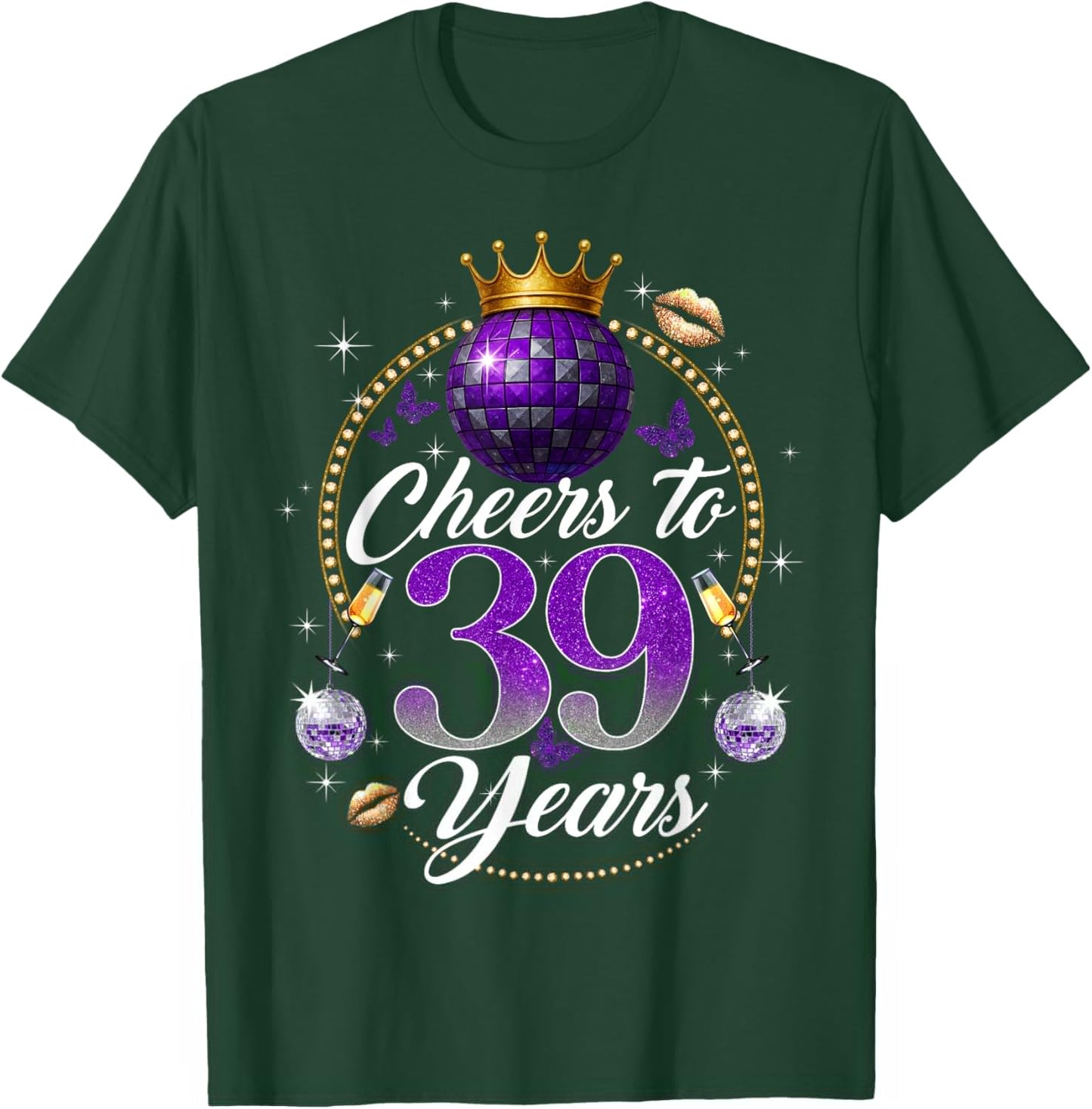 Cheers to 39 Years Old Wedding Anniversary 39th Birthday T-Shirt - T-Shirt | Forest