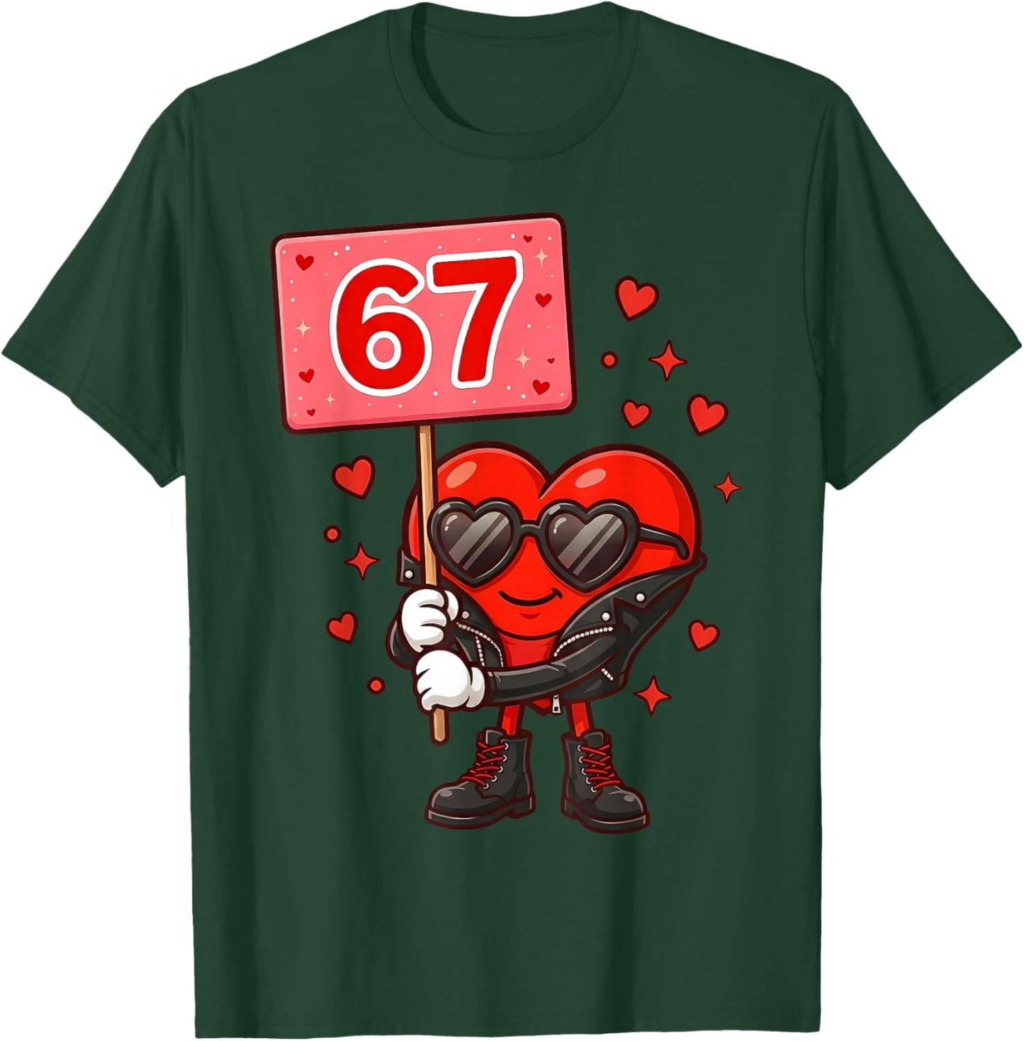 67 Six Seven Valentine Preppy Pink Heart Boys Girls Kids T-Shirt - T-Shirt | Forest