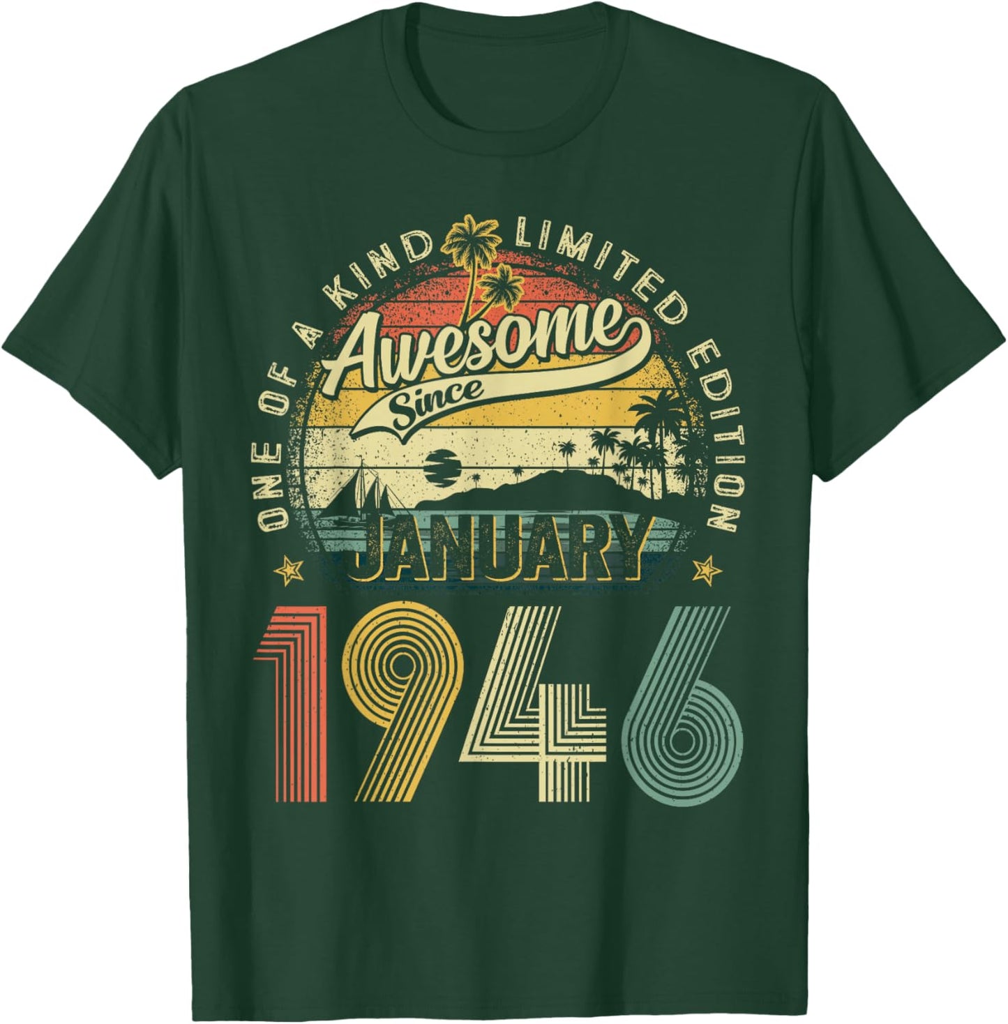 80 Year Old Vintage January 1946 80th Birthday Men Women Dad T-Shirt - T-Shirt | Forest