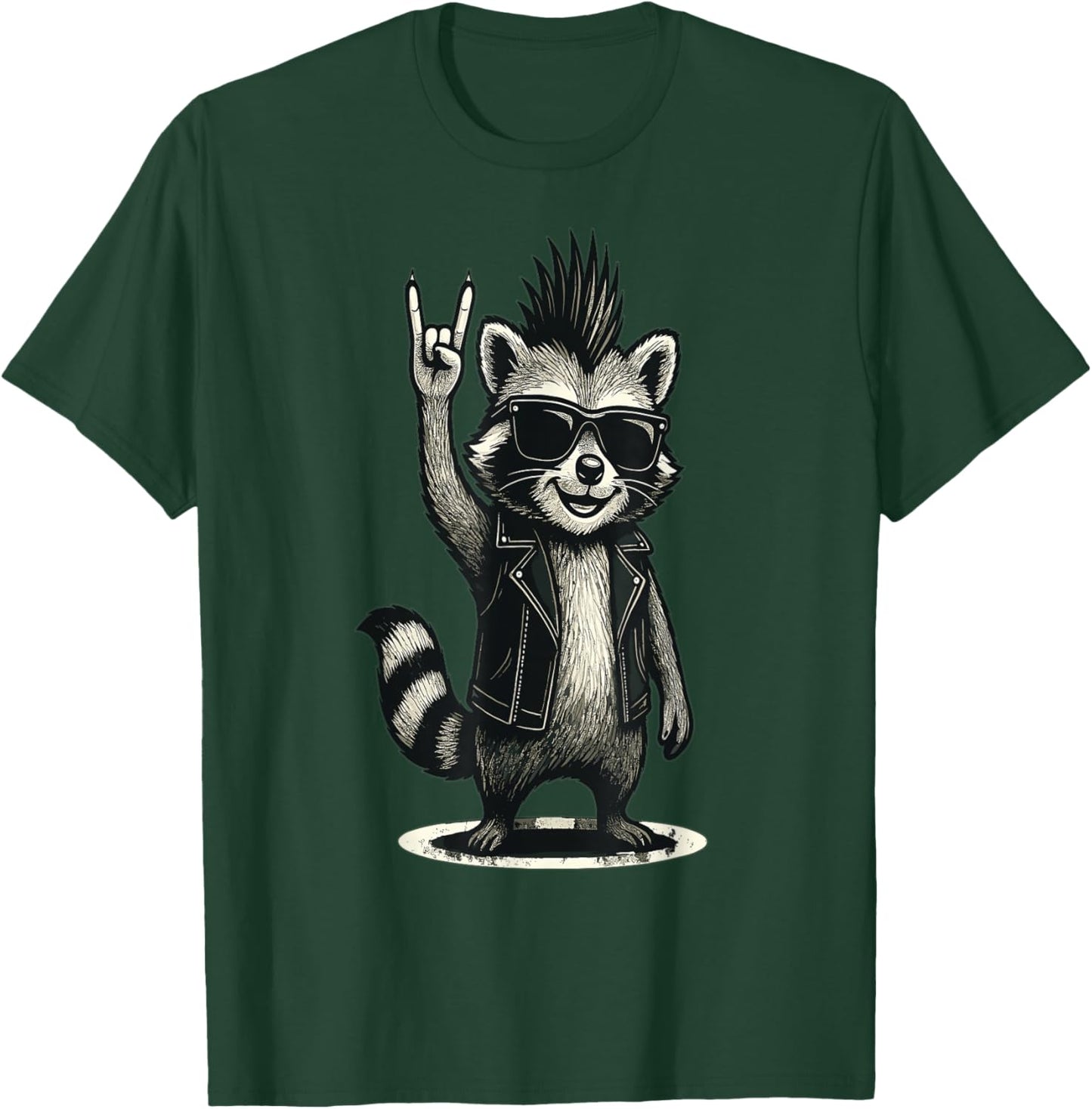 Raccoon Punk Rock Music Vintage Funny Racoon for Man T-Shirt - T-Shirt | Forest