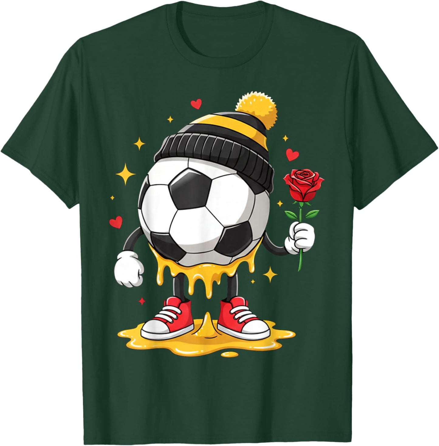 Soccer Drip Valentine Boys & Men Valentines Hearts Sport T-Shirt - T-Shirt | Forest