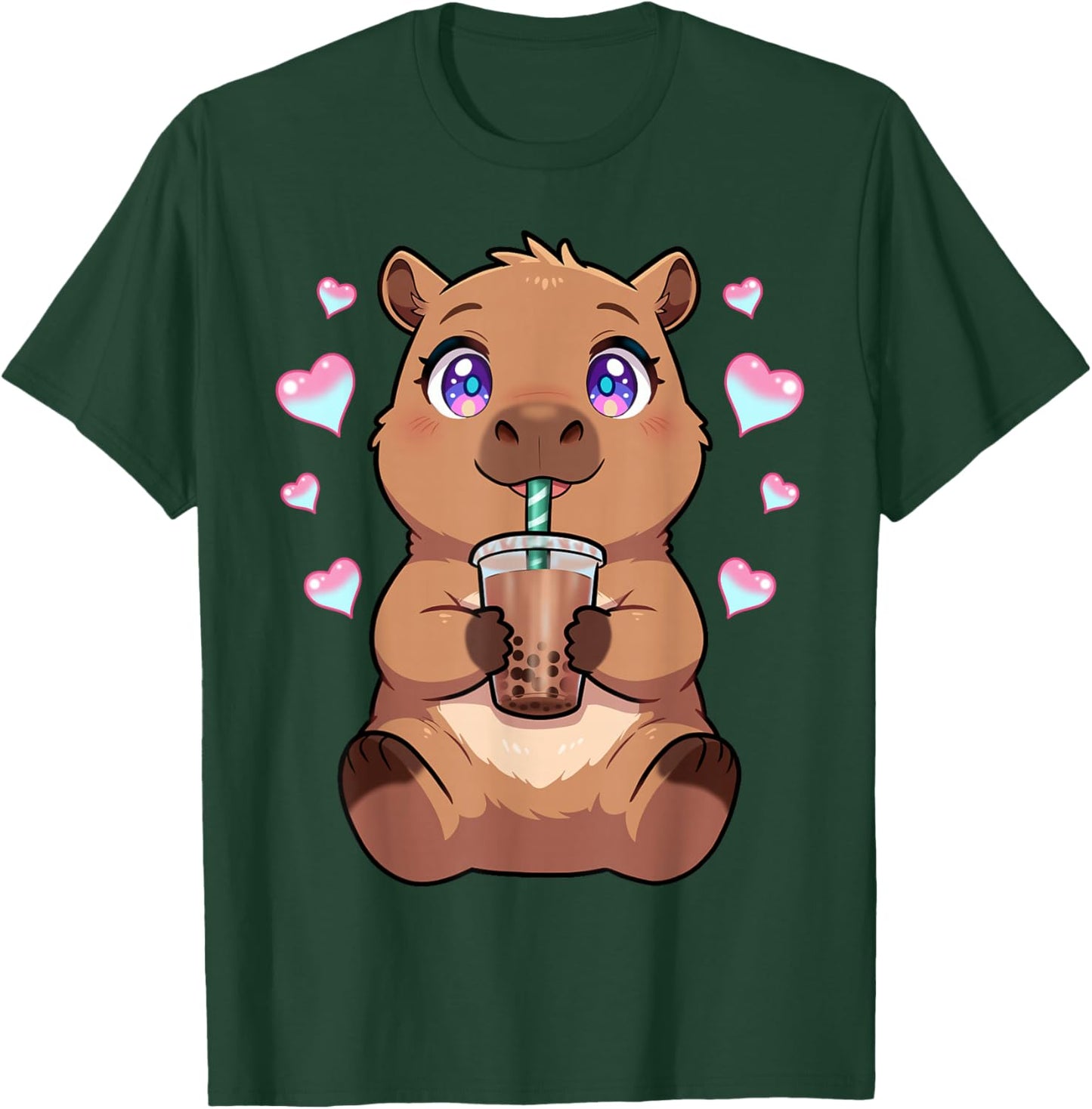 Kids Kawaii Capybara Graphic for Girls Capybara T-Shirt - T-Shirt | Forest