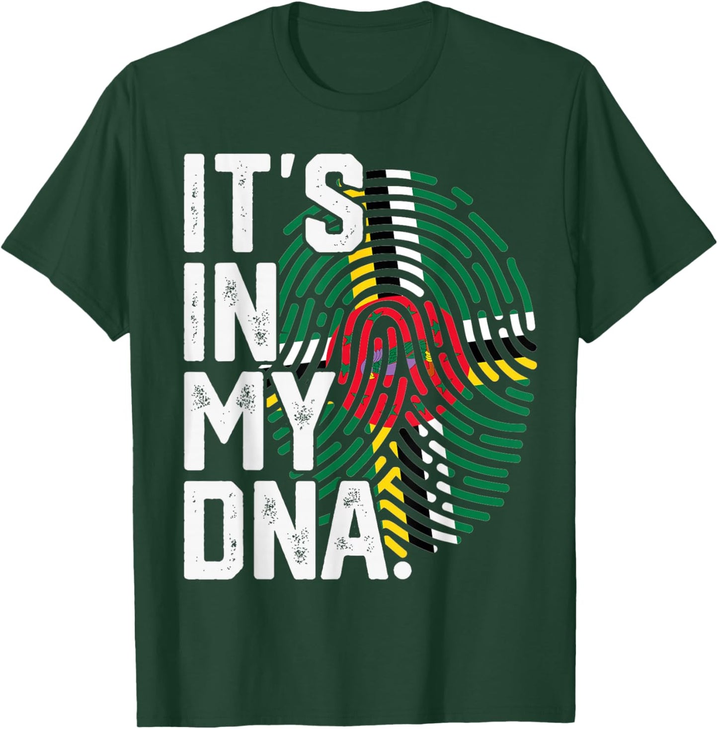 Dominica Roots Flag Fingerprint Graphic Patriotic T-Shirt - T-Shirt | Forest