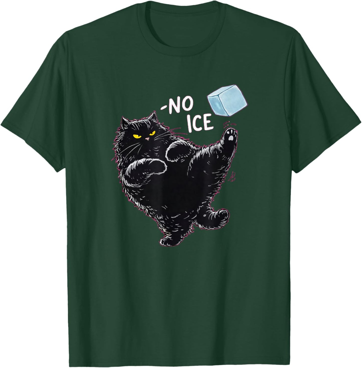 No Ice Please! Funny Anti-Ice Black Cat T-Shirt - T-Shirt | Forest