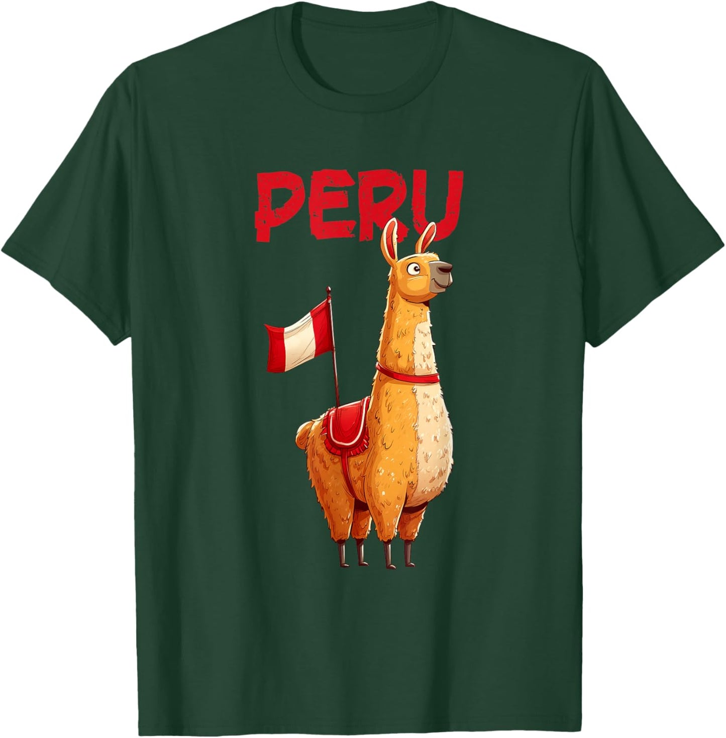 Pretty Llama with Peru Flag Costume T-Shirt - T-Shirt | Forest