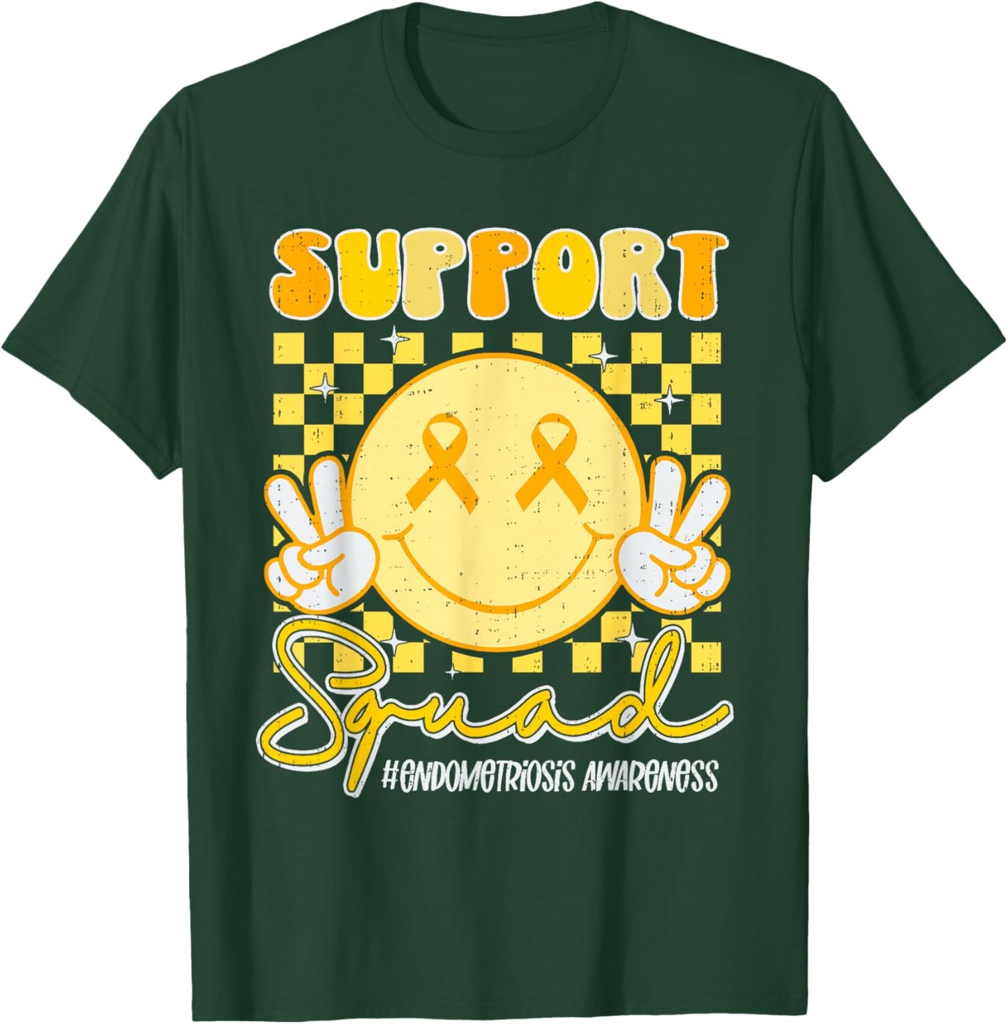 Endometriosis Awareness Heart Yellow Ribbon Endo Support T-Shirt - T-Shirt | Forest