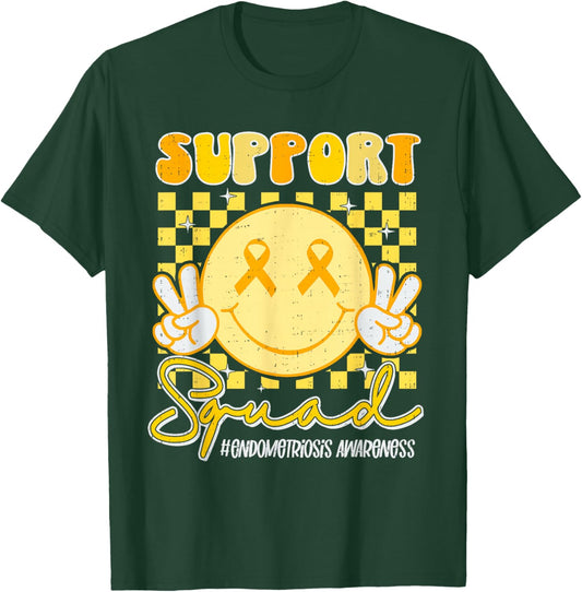Endometriosis Awareness Heart Yellow Ribbon Endo Support T-Shirt - T-Shirt | Forest