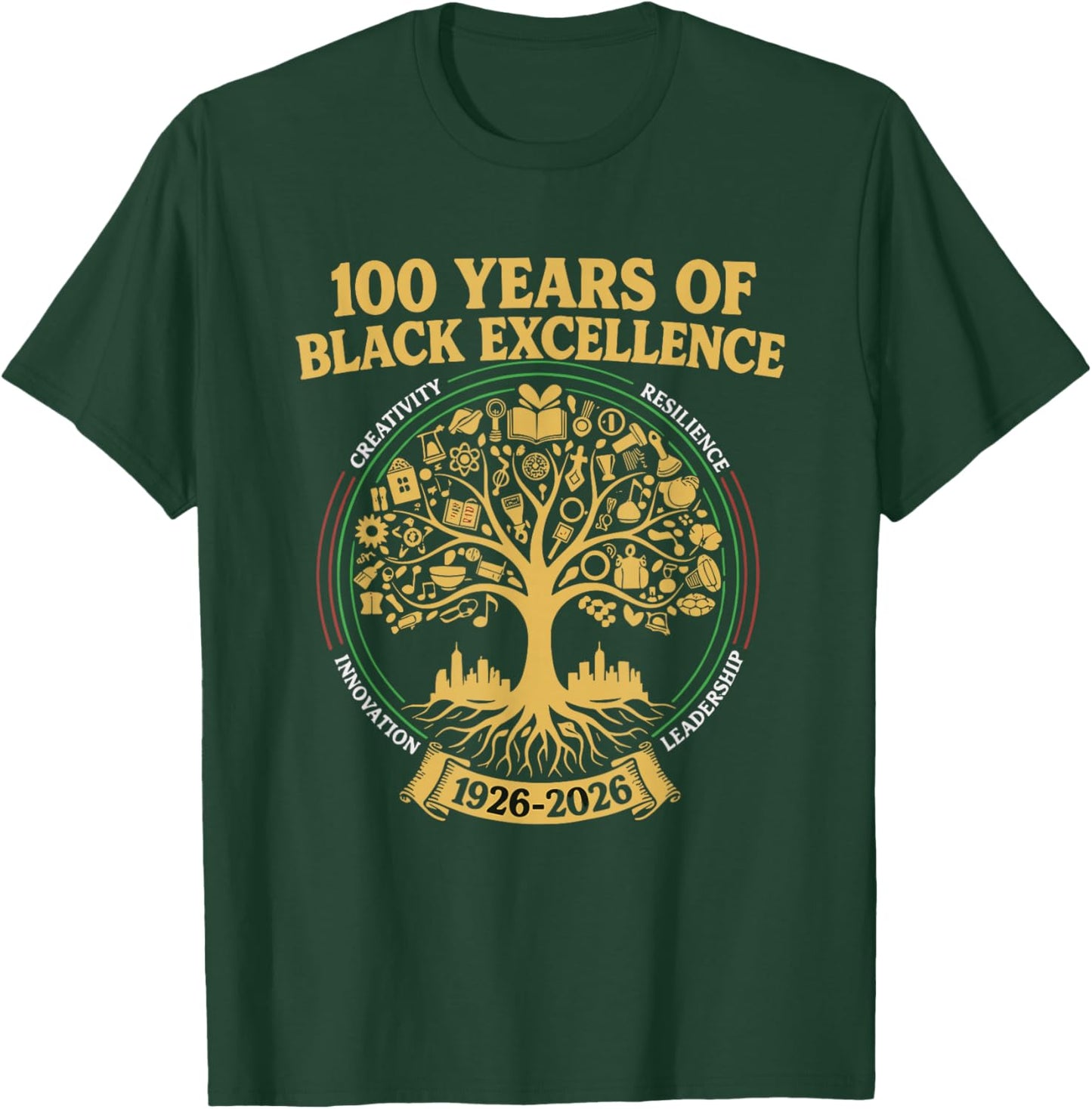 100 Years of Black Excellence Black History Month T-Shirt - T-Shirt | Forest