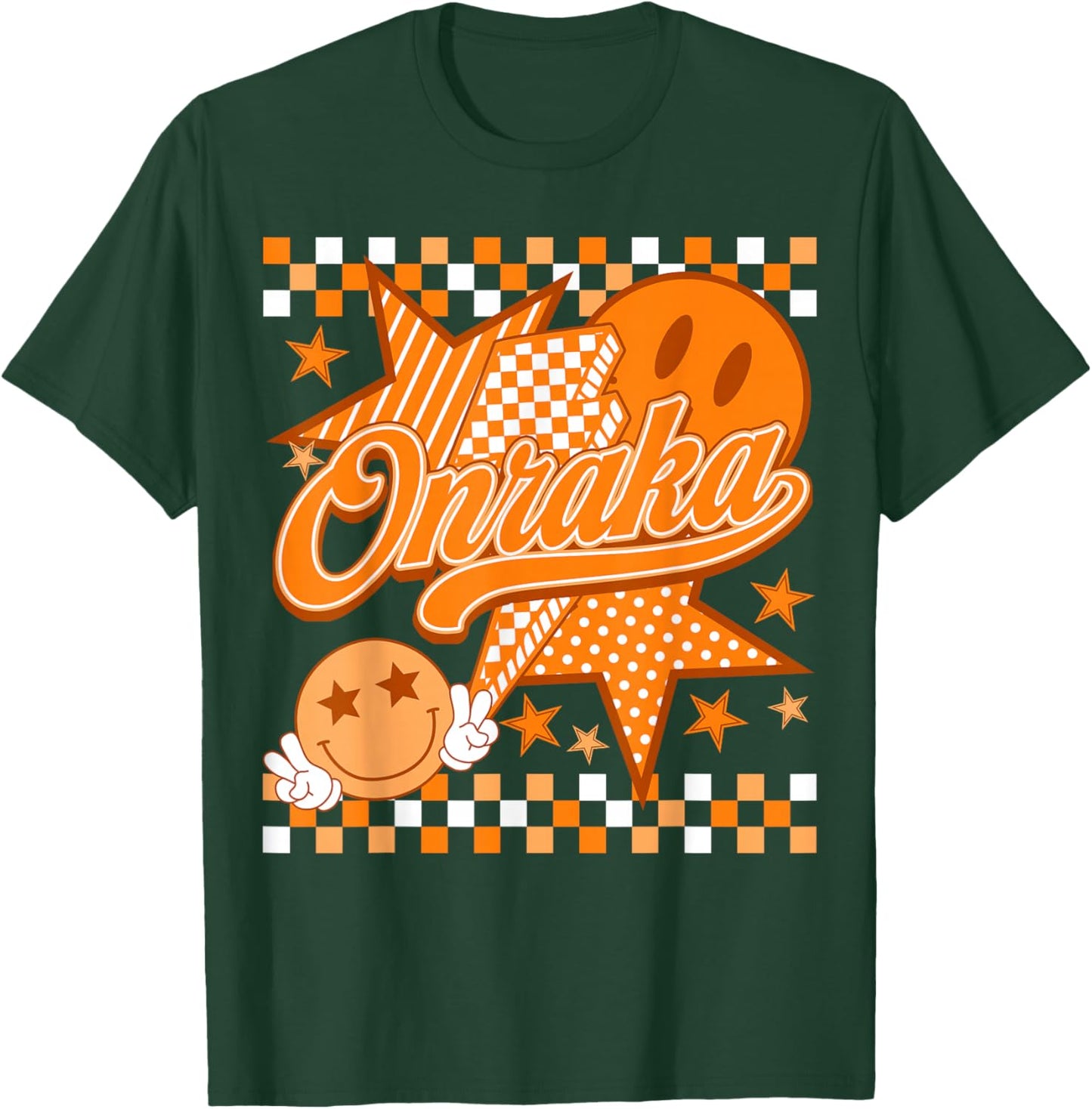 Team Onraka Checkered Retro School Spirit House Day T-Shirt - T-Shirt | Forest