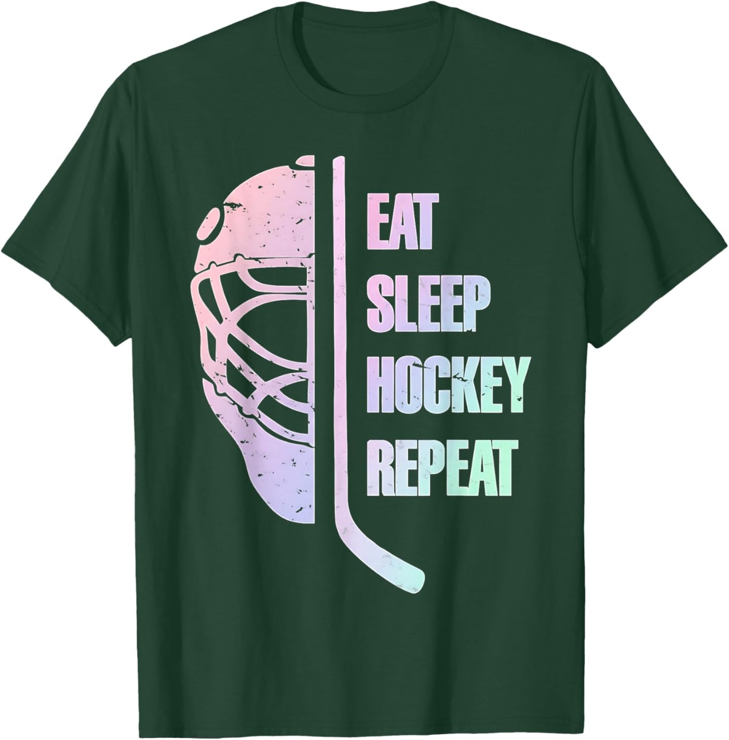 Eat Sleep Hockey Repeat Teens Cute Pastel Gradient Hockey T-Shirt - T-Shirt | Forest