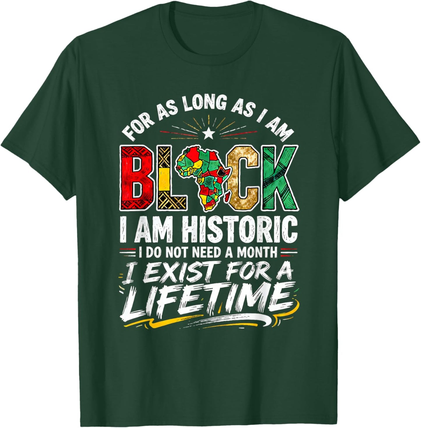for As LongAs I Am Black Historic Lifetime African Quote T-Shirt - T-Shirt | Forest