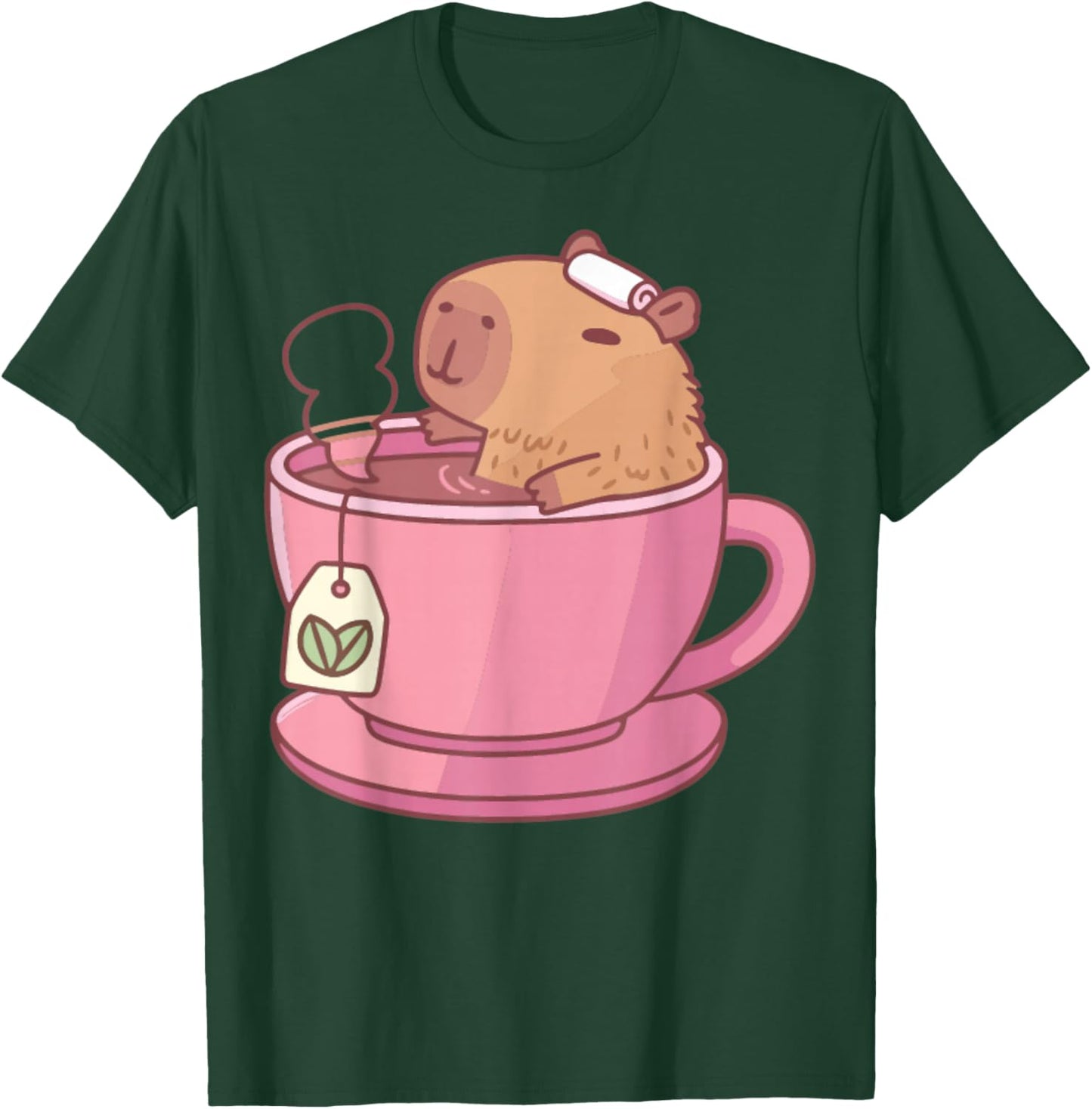 Cute Capybara Tea Aesthetic Women Girls Cozy T-Shirt - T-Shirt | Forest