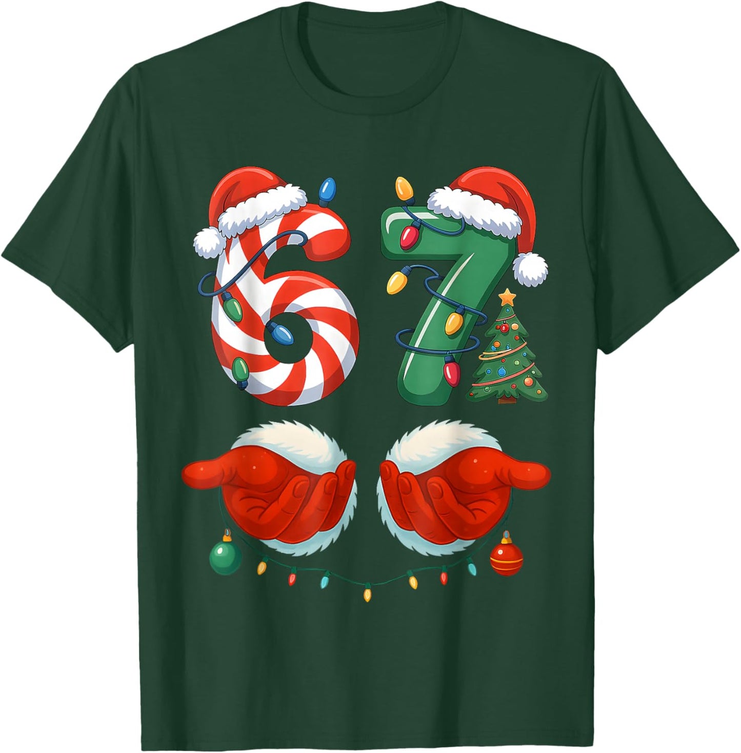 67 Christmas 6 7 Meme Pajamas Holiday Gen Alpha Slang T-Shirt - T-Shirt | Forest