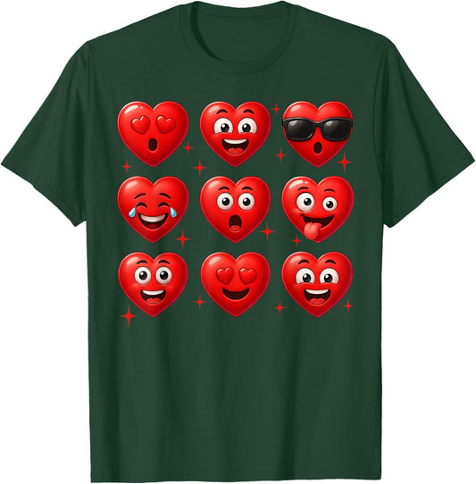 Silly Faces Hearts Funny Valentines Day Boys Girls T-Shirt - T-Shirt | Forest