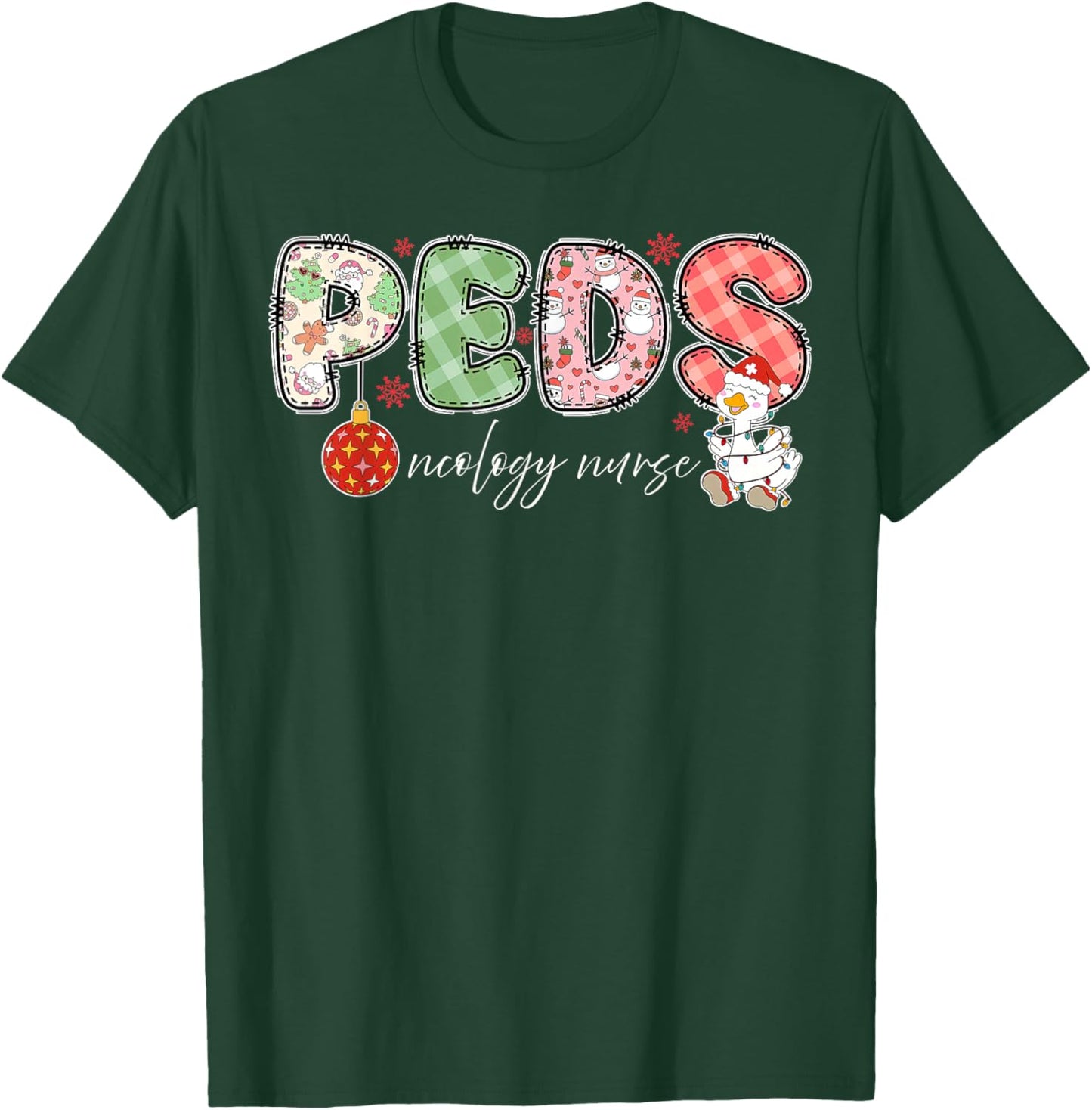 PEDS Oncology Nurse Silly Goose Christmas Pediatric Hem Onc T-Shirt - T-Shirt | Forest