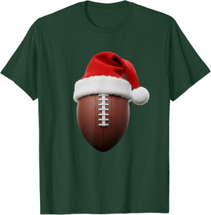 Football Christmas Hat Funny Holiday Sports T-Shirt - T-Shirt | Forest