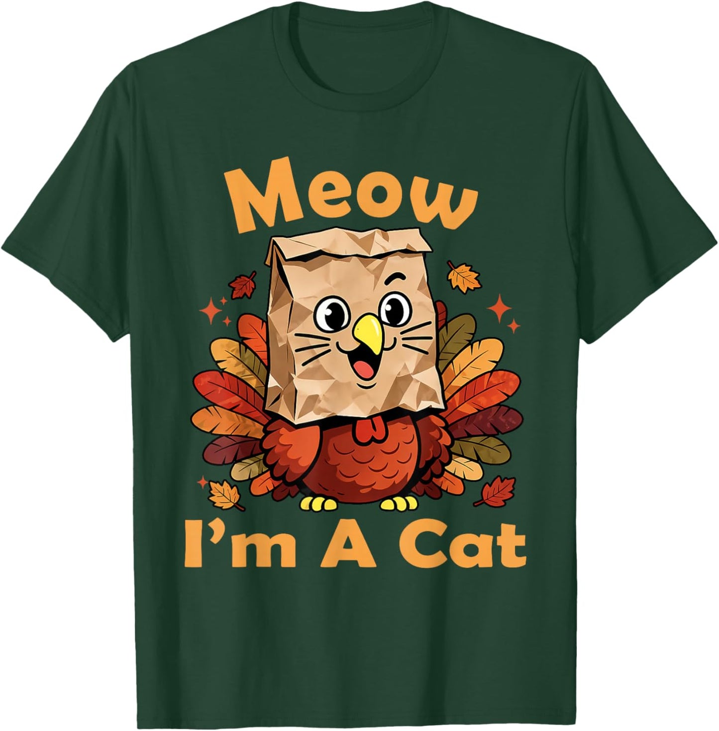 Retro Vintage Meow I'm A Cat Fall Thanksgiving Turkey Funny T-Shirt - T-Shirt | Forest