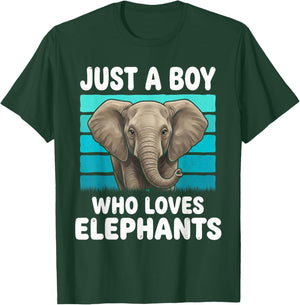 Just a Boy Who Loves Elephants Funny Elephant Lover Kid Boys T-Shirt - T-Shirt | Forest