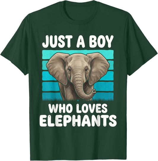 Just a Boy Who Loves Elephants Funny Elephant Lover Kid Boys T-Shirt - T-Shirt | Forest