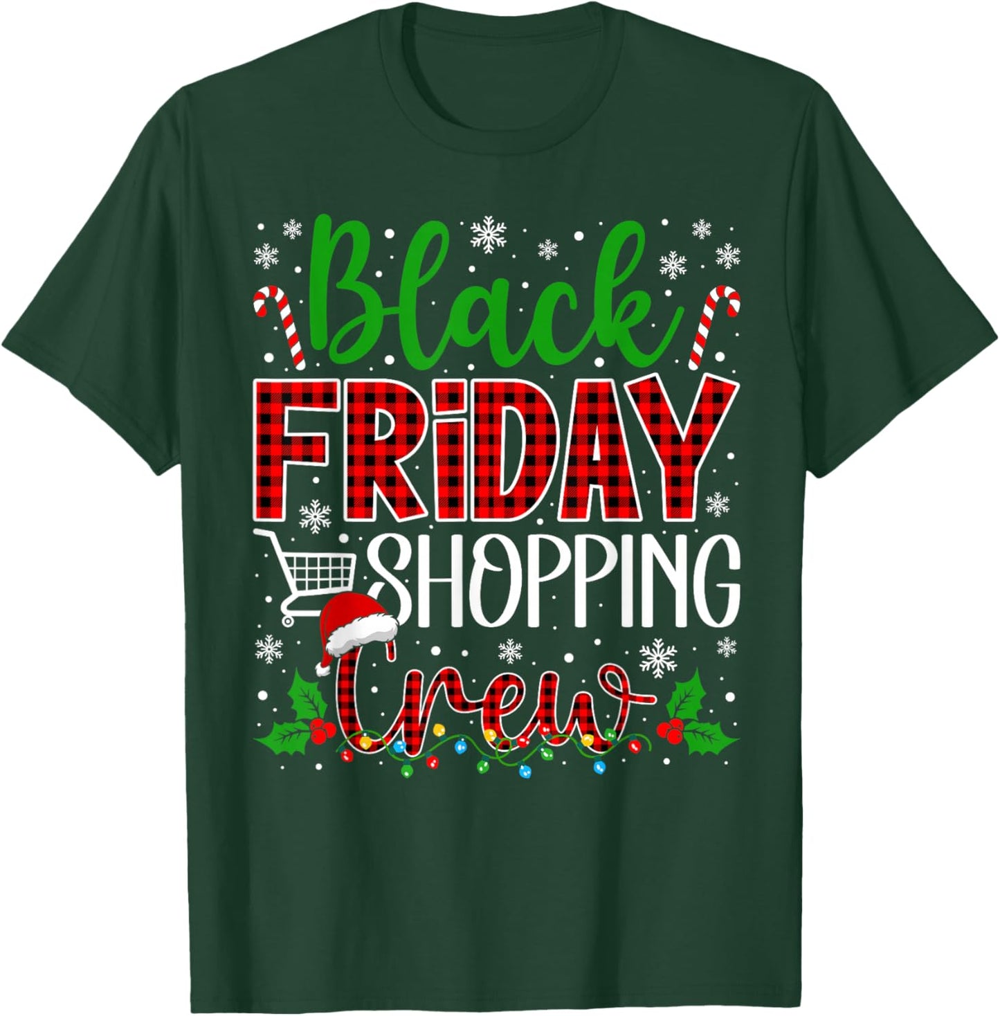 Funny Friday Shopping Crew Christmas Black Shopping Family T-Shirt - T-Shirt | Forest