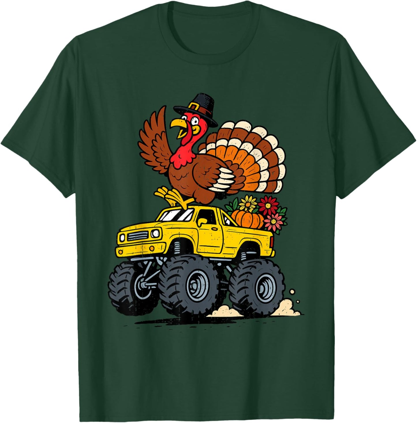 Funny Turkey Truck Fall Thanksgiving Costume Toddler Boy Kid T-Shirt - T-Shirt | Forest