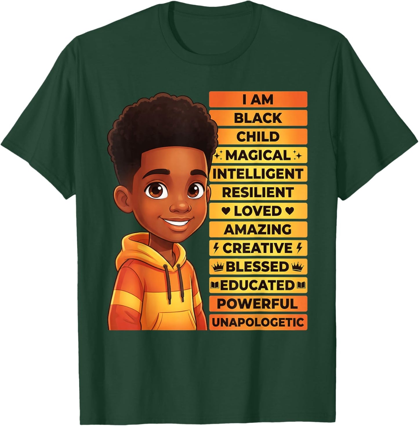 I'm Black History Month Shirt Boys Kids African American T-Shirt - T-Shirt | Forest