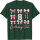 8th Birthday Girl Coquette Bow Pink Floral Toile 8 Year Old T-Shirt - T-Shirt | Forest
